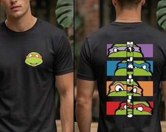 Camiseta retro de dibujos animados de Ninja, camiseta personalizada para fiesta de cumpleaños, camiseta gráfica delantera y trasera, camiseta de cosplay, regalo para niños de los 90