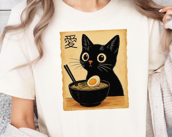 Ramen Cat T-Shirt: Kawaii Japanese Anime Noodle Shirt