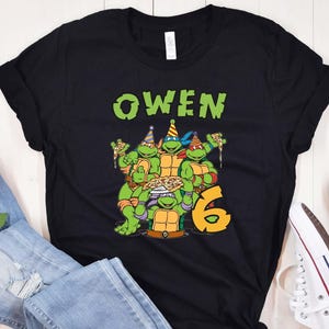 Turtles Pizza Birthday Boy T-Shirt, Turtles Matching, Custom Turtle Birthday Party Shirts, Movie Toddler, Anime Boy Tee, Green Turtles Shirt