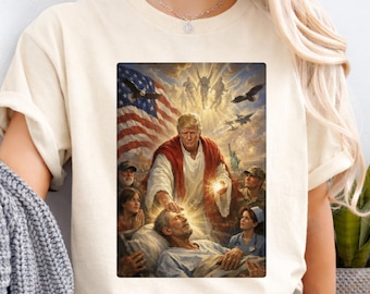Camiseta Trump Jesus Humor, Arte del Líder Divino, Camiseta Política Patriótica, Regalo Conservador America First