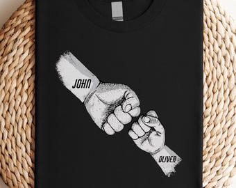 Best Dad Ever American Flag T-Shirt, Custom Dad Raised Fist Bump Shirt, Dad Shirt With Kids Names Tee, Dad Birthday Gift