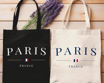 Paris France Flag Tote Bag: Heavy Cotton Canvas Travel Bag