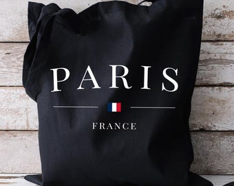 Paris France Flag Tote Bag: Heavy Cotton Canvas Travel Bag