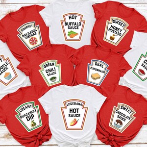 Funny Group Condiments Matching Halloween Costume Party Shirts, Condiments Teacher T-shirt,  Halloween Costume Tee,Adults Youth Ketchup Gift