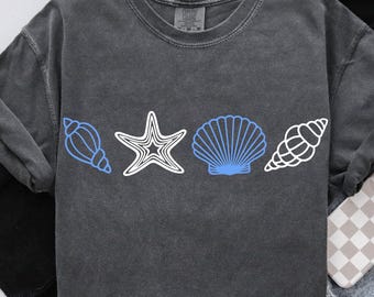 Comfort Colors® SeaShell Shirt, Beach Shirt, Summer Woman Shirt, Aesthetic Shirt, Ocean Lover Gift, 90s Vintage Style Shirt, Sea Lovers Tee