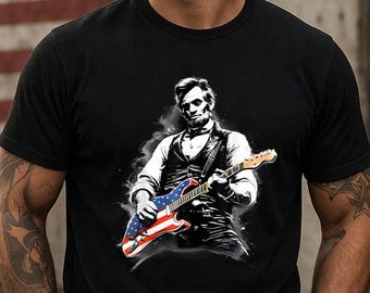 Abraham Lincoln America 250th Anniversary T-Shirt, Playing Guitar Shirt, America Patriotic Shirt, 1776–2026 Tee, Patriotic American Flag Tee