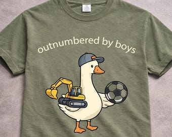Outnumbered By Boys T-Shirt, Comfort Colors® Funny Goose Mama Shirt, Trendy Gift For Boy Mama, Mother's Day Gift