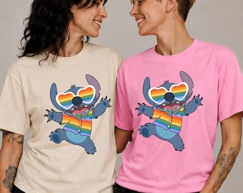 Rainbow Alien Shirt, Pride Month Tee, LGBTQ Pride Shirt, Cute Rainbow Character Tee, Equality Support Shirt, Colorful Pride Gift
