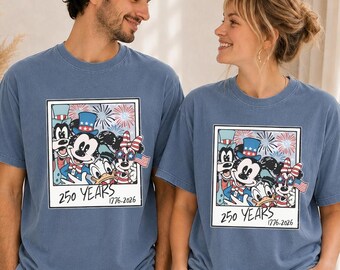 Comfort Colors® Disney 250 Years Shirt, Mickey Patriotic T-Shirt, Minnie Fourth Of July Tee, Donald Duck America 250 Shirt