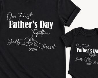 Our First Father's Day Tee, Personalized Father's Day T-Shirt, Custom Father's Day Matching Shirt, Father's Day Gift, 1st Fathers Day