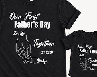 Our First Father's Day Tee, Personalized Father's Day T-Shirt, Custom Father's Day Matching Shirt, Father's Day Gift, 1st Fathers Day