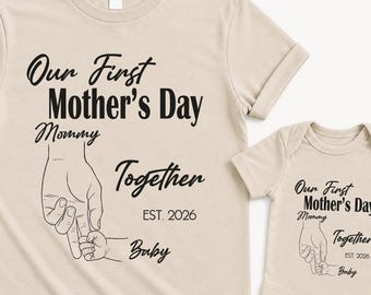 Our First Mother's Day Tee, Personalized Mother's Day T-Shirt, Custom Mother's Day Matching Shirt, Mother's Day Gift, 1st Mothers Day