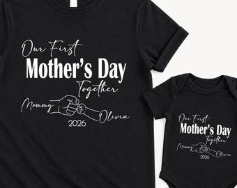 Our First Mother's Day Tee, Personalized Mother's Day T-Shirt, Custom Mother's Day Matching Shirt, Mother's Day Gift, 1st Mothers Day