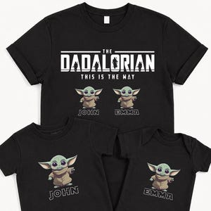 Custom Dadalorian T-Shirt, Star Wars With Kids Names Tee, Personalized Matching Dad Sweatshirt, Baby Yoda Shirt, Star Wars Shirt For Husband