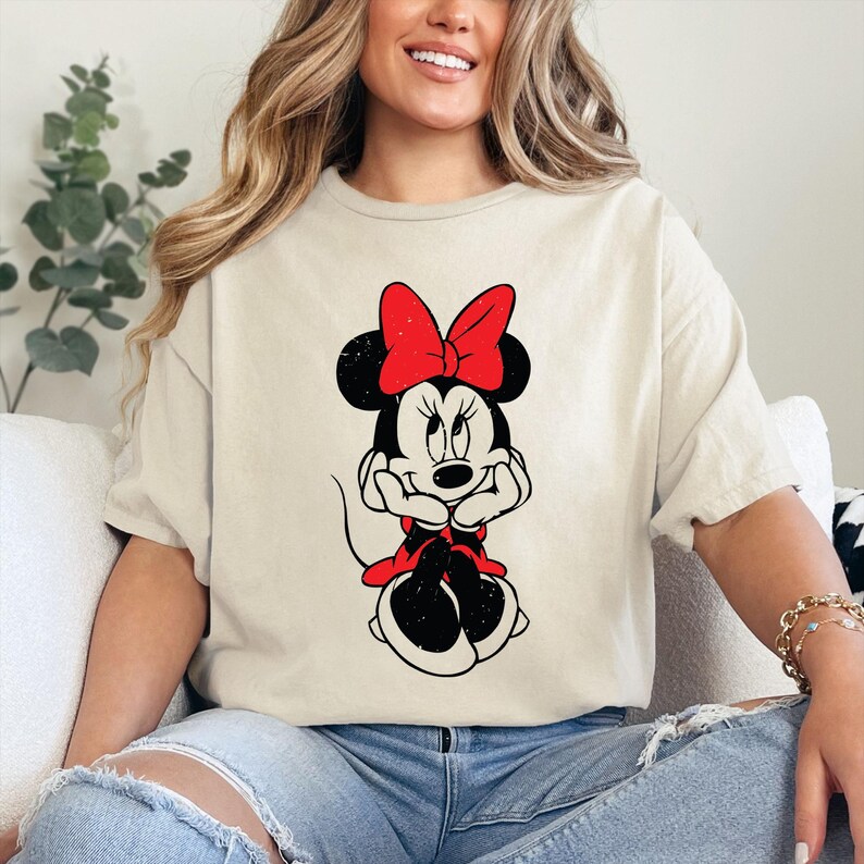 Minnie Mouse Shirt, Disney Women’s Shirt, Minnie Mouse Bow Sweatshirt, Minnie Gift T-Shirt image 3