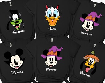 Mickey Halloween Tshirt, Custom Disney Costume Tee, Minnie Mickey Witch Tee, Donald Duck Pluto Halloween Shirt, Disney Family Vacation Shirt
