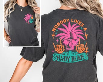 Comfort Colors Shady Beach Skeleton T-Shirt: Funny Summer Vacation Tee