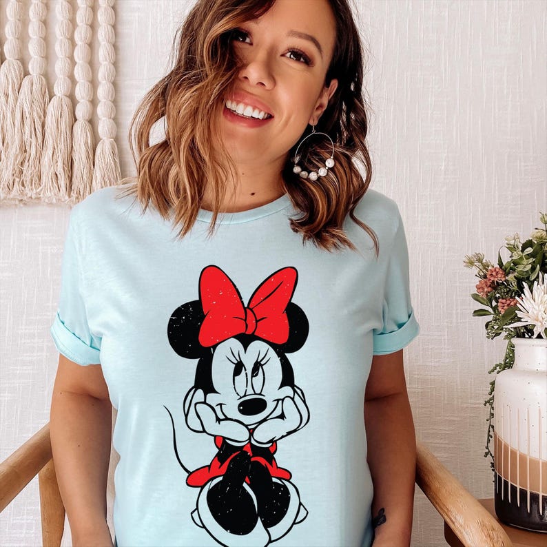 Minnie Mouse Shirt, Disney Women’s Shirt, Minnie Mouse Bow Sweatshirt, Minnie Gift T-Shirt image 5