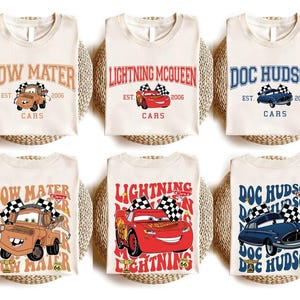 Disney Cars Shirt, Cars Lover Shirt, Disneyland Family Trip Tee, Pixar Lightening McQueen Tee, Tow Mater T-Shirt, Sally, Doc Hudson Shirt. afbeelding 1