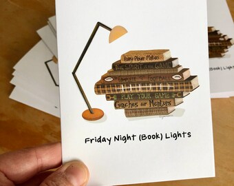 Friday Night Book Lights Folded Football Notecard
