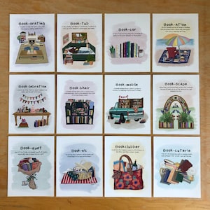 Bookish Vocabulary, book themed notecards, book words, notecard set, book lover, bibliophile