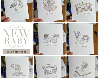 Notecards for New Moms/ New Baby- blank, folded, open when