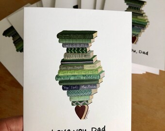 Father's Day book stack- tie book sculpture- folded notecard