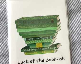 St. Patrick's Day Card: Leprechaun Hat Book Stack