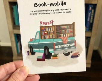 Bookmobile Notecard: Book Lover Gift, Librarian Gift