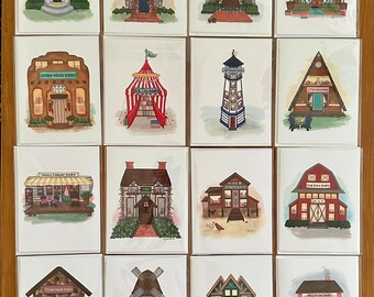 Folded Notecard- Bookshop Collection; bibliophile, book lover, gift, whimsical, book club