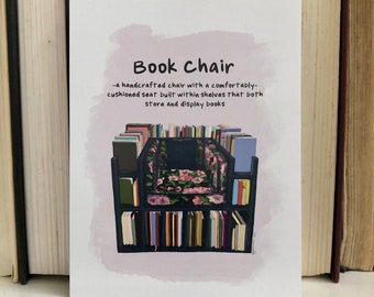 Book Chair Notecard: Bibliophile Gift, Librarian Card