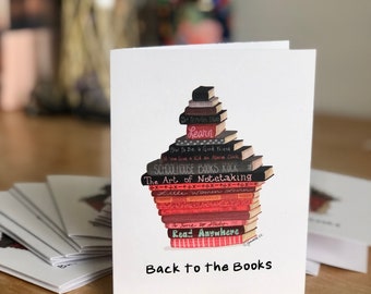 School House Book Stack Folded Notecard