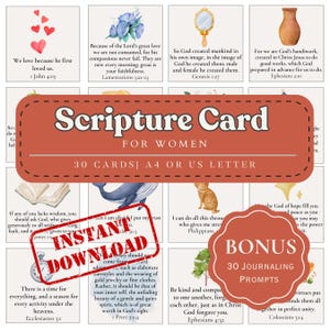 Druckbare Bibel-Vers-Karten für Frauen | Ermutigende und inspirierende Schriftkarten | Devotionalie Begleiter | Mit Bibel Journaling Prompts |