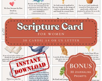 Druckbare Bibel-Vers-Karten für Frauen | Ermutigende und inspirierende Schriftkarten | Devotionalie Begleiter | Mit Bibel Journaling Prompts |