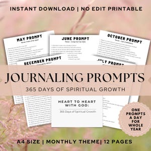 Beginner 365 Days Spiritual Growth Journaling Prompts|  Whole Year Printable Journal Pages| Creative Scrapbooking Idea| One Question A Day|