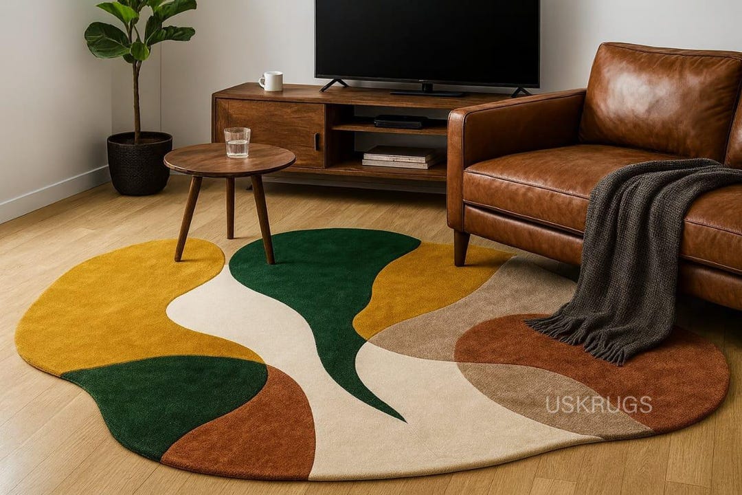 Irregular Shape Abstract Rug 4x6 5x7 6x9 8x10 Modern Multi-color Living ...