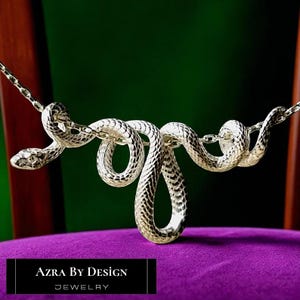 Sterling Silver Snake Necklace, Sepent Pendant Necklace, Silver Serpent Pendant, Gift Pendants Jewelry, Silver, Snake Pendant Necklace