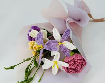 Crochet Flower Bouquet #6 , for gift, Valentine's Day, Mother's Day, Holiday, Christmas
