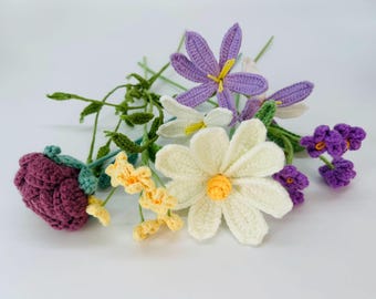 Crochet Flower Bouquet, for gift #7 , Valentine's Day, Mother's Day, Holiday, Christmas