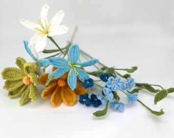 Crochet Flower Bouquet #4, for gift, Valentine's Day, Mother's Day, Holiday, Christmas