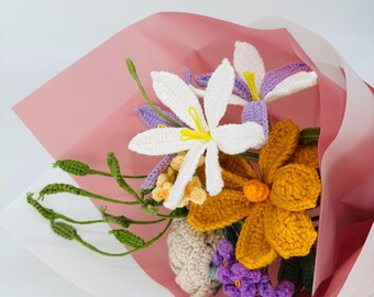 Crochet Flower Bouquet #1 , for gift, Valentine's Day, Mother's Day, Holiday, Christmas