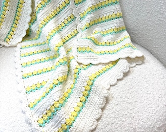 Handmade Crochet Baby Blanket: Tulip Pattern Cotton-Wool Throw (40x40")