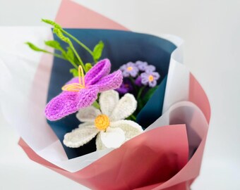 Crochet Flower Bouquet #2 , for Valentine's Day, Mother's Day, Proposal, Gift