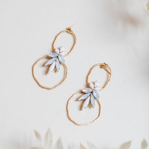 Magdalena / Hoop Earrings with Beading / Wedding Day Gold Earring image 1