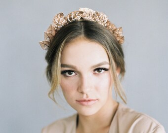 Rose Gold Leaf Tiara "Della"