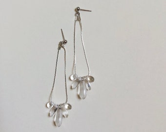FINNICK earrings / crystal loop drop / hand beaded drop earrings