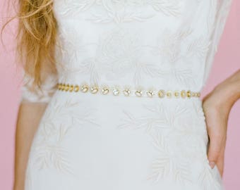 Modern starburst wedding belt with gold, opal and crystal detail "Dayton"