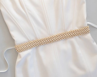 ALASTAIR belt / statement pearl sash / beaded pearl belt