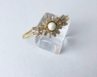 Caldwell: art deco cuff / crystal beading / pearl accent / modern vintage