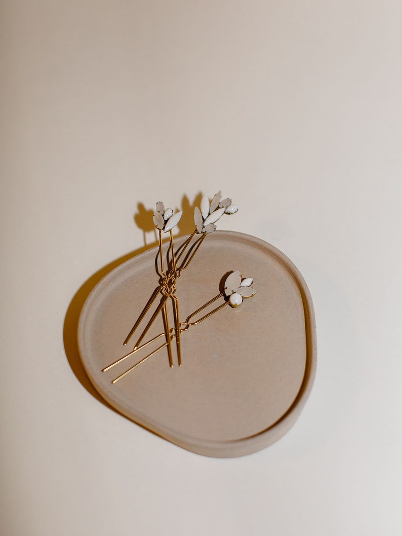 CAPRI // Raw Crystal & Alabaster Hair Pins gold or silver // 2022 image 1